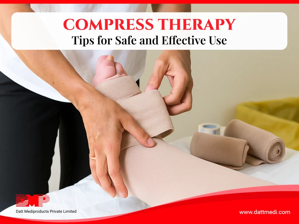Compression therapy applied to the lower limb to support wound healing