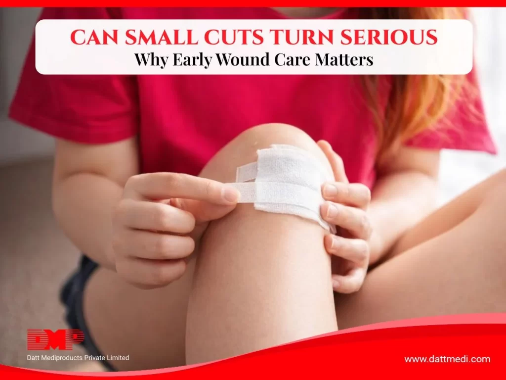 Minor cut being cleaned with antiseptic solution