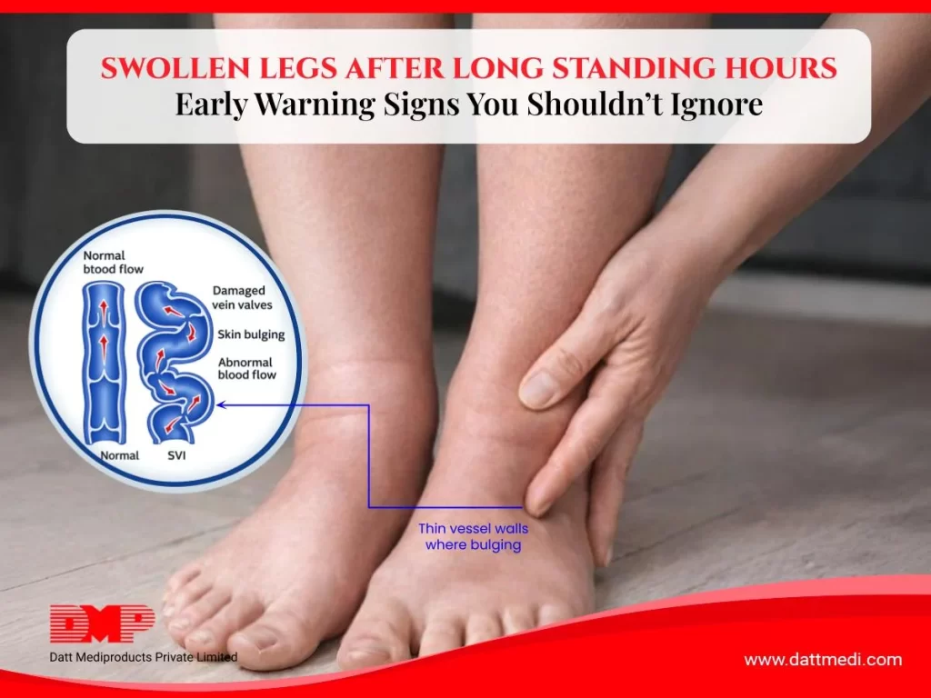 Leg Swelling after prolonged standing due to fluid retention