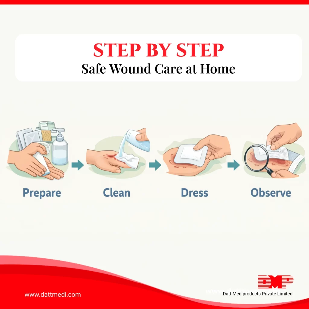 Step-by-step wound care at home.