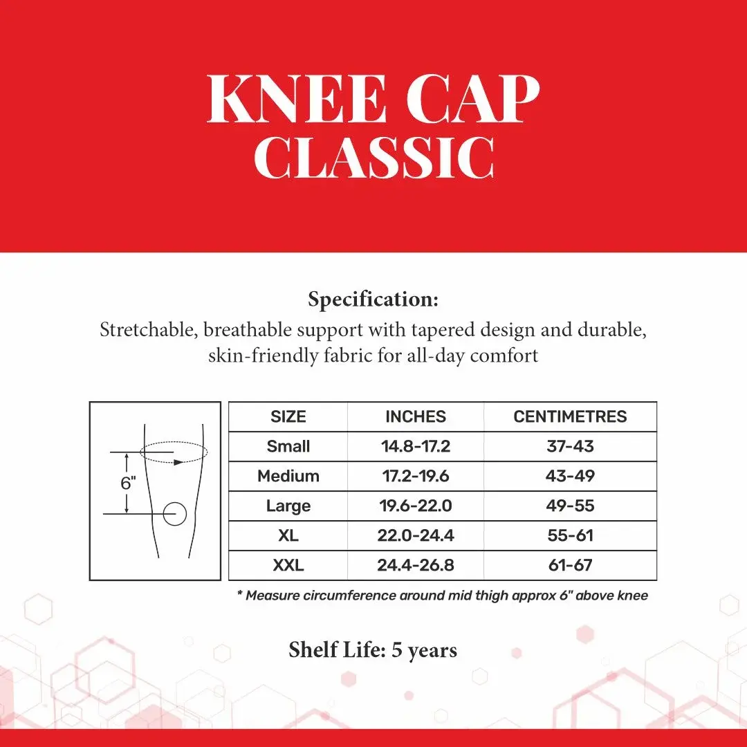 Knee cap classic for joint support and compression