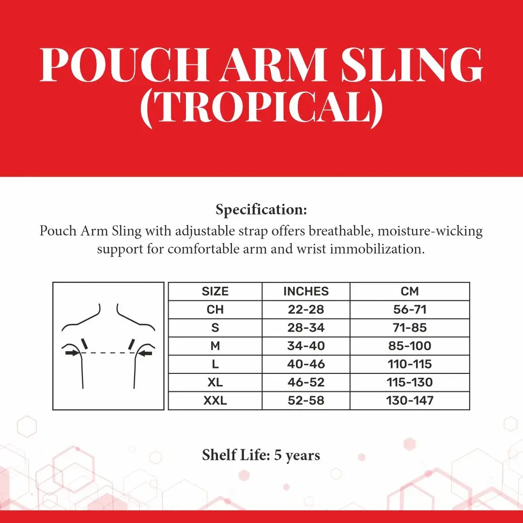 Pouch arm sling tropical for arm and shoulder support