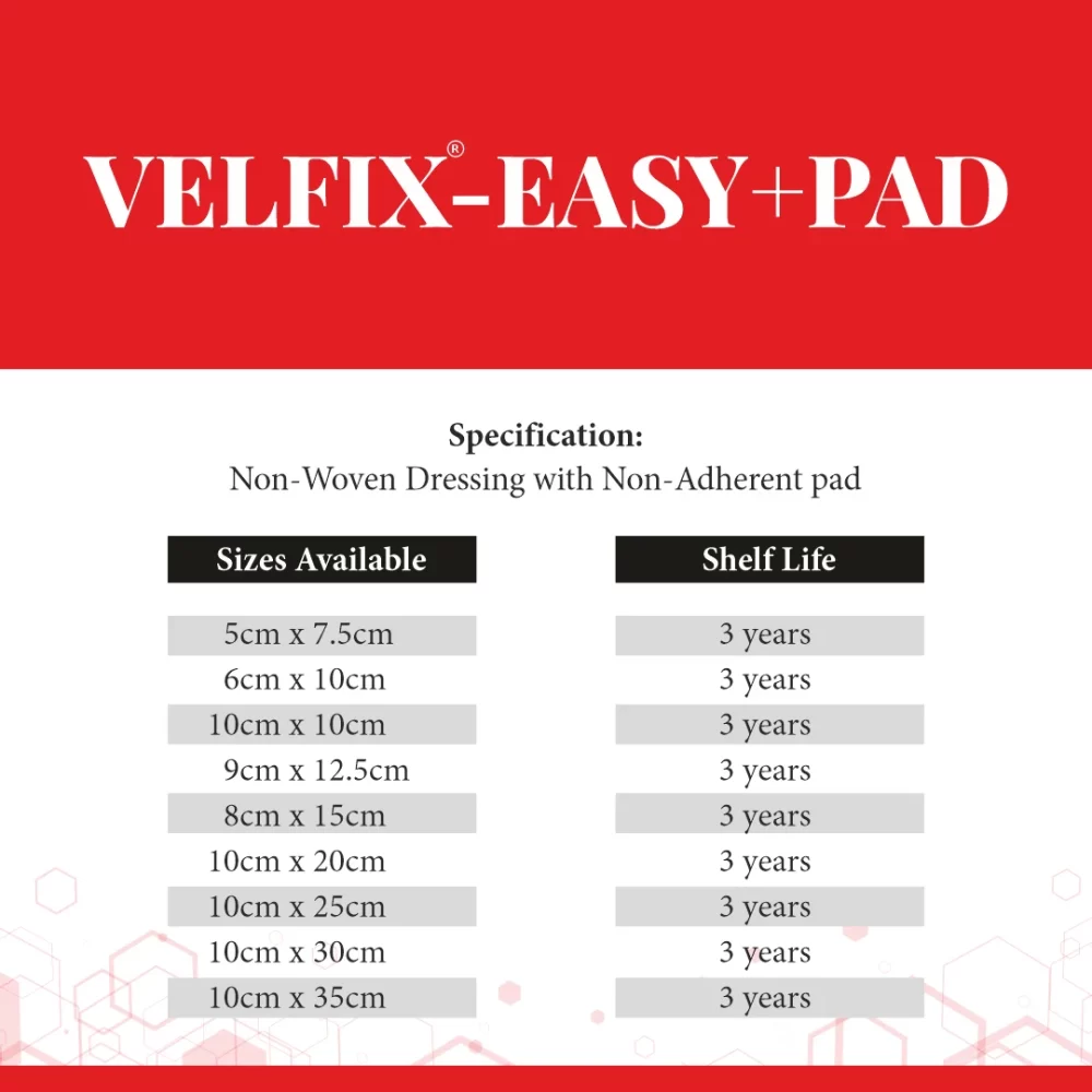 Velfix® Easy+Pad post-operative dressing with absorbent pad