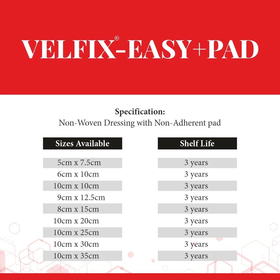 Velfix® Easy+Pad post-operative dressing with absorbent pad
