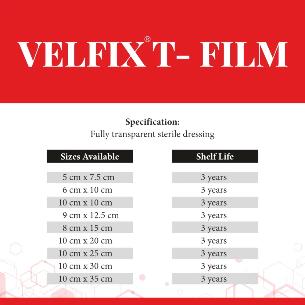 Velfix® T-Film transparent post-operative dressing