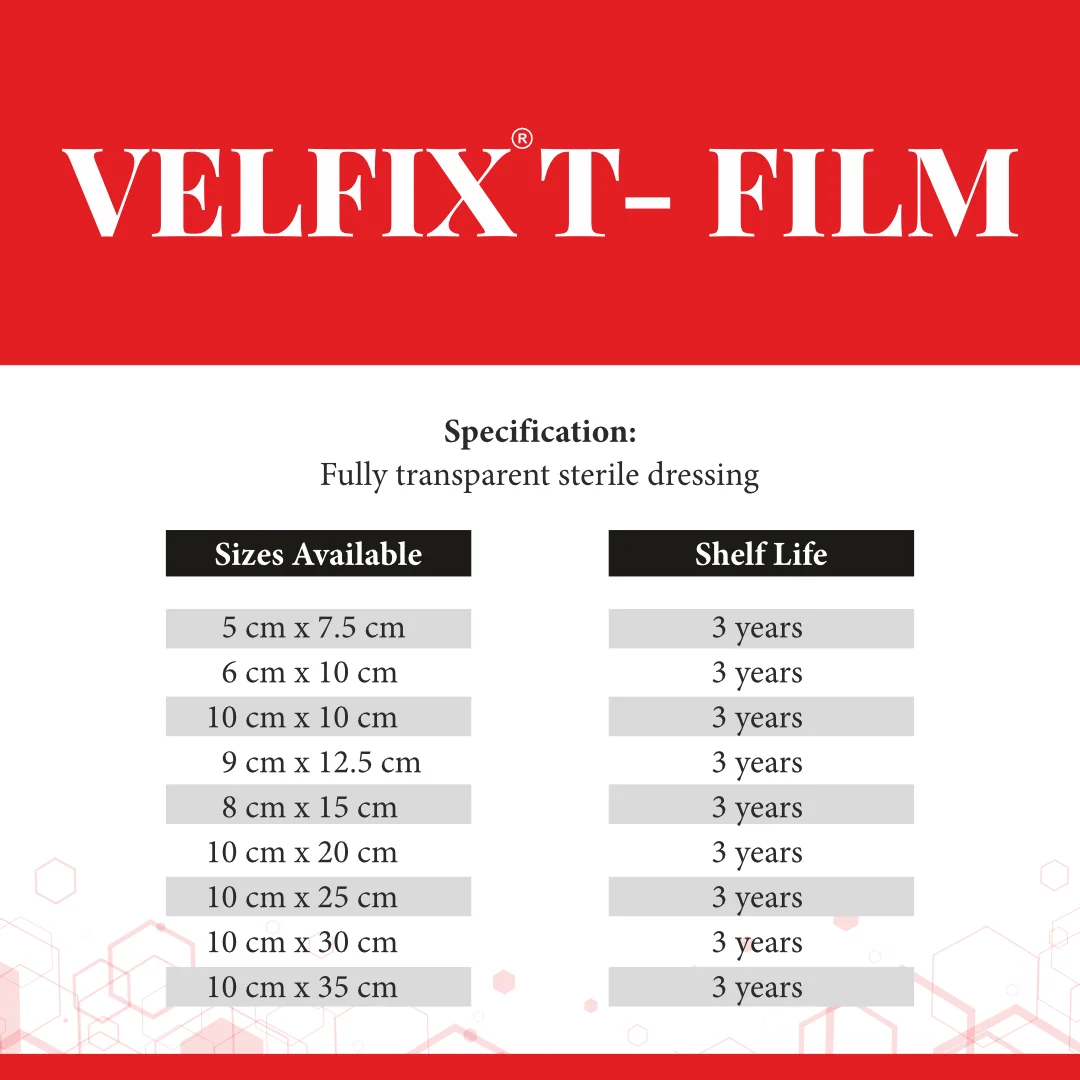 Velfix® T-Film transparent post-operative dressing