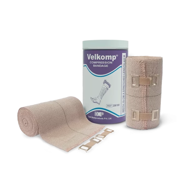 Velkomp compression bandage for wound care support