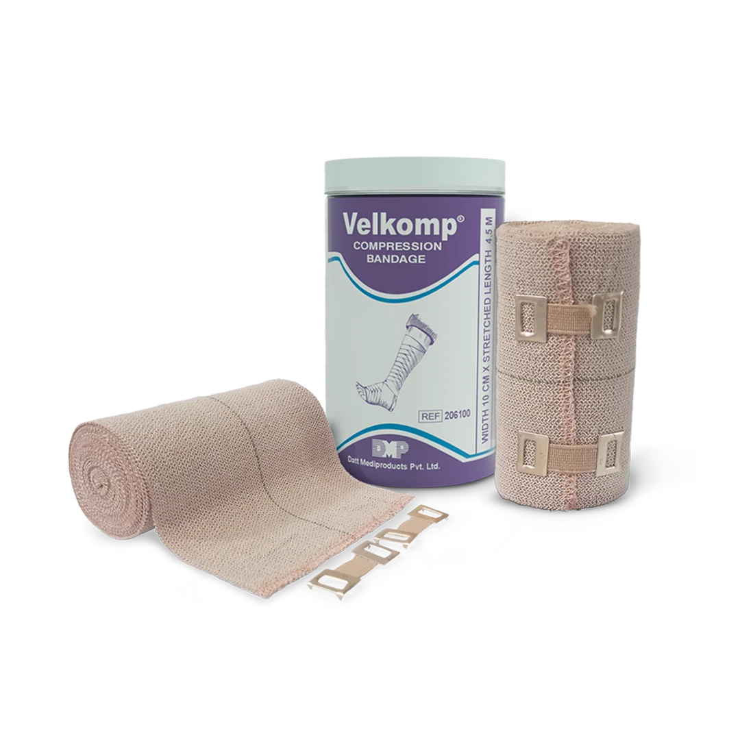 Velkomp compression bandage for wound care support