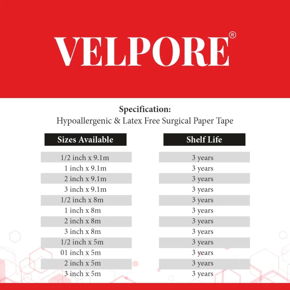 Velpore™ medical adhesive tape for secure fixation
