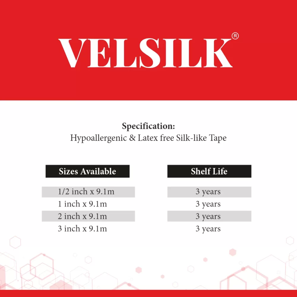 Velsilk™ medical adhesive tape for wound dressing fixation