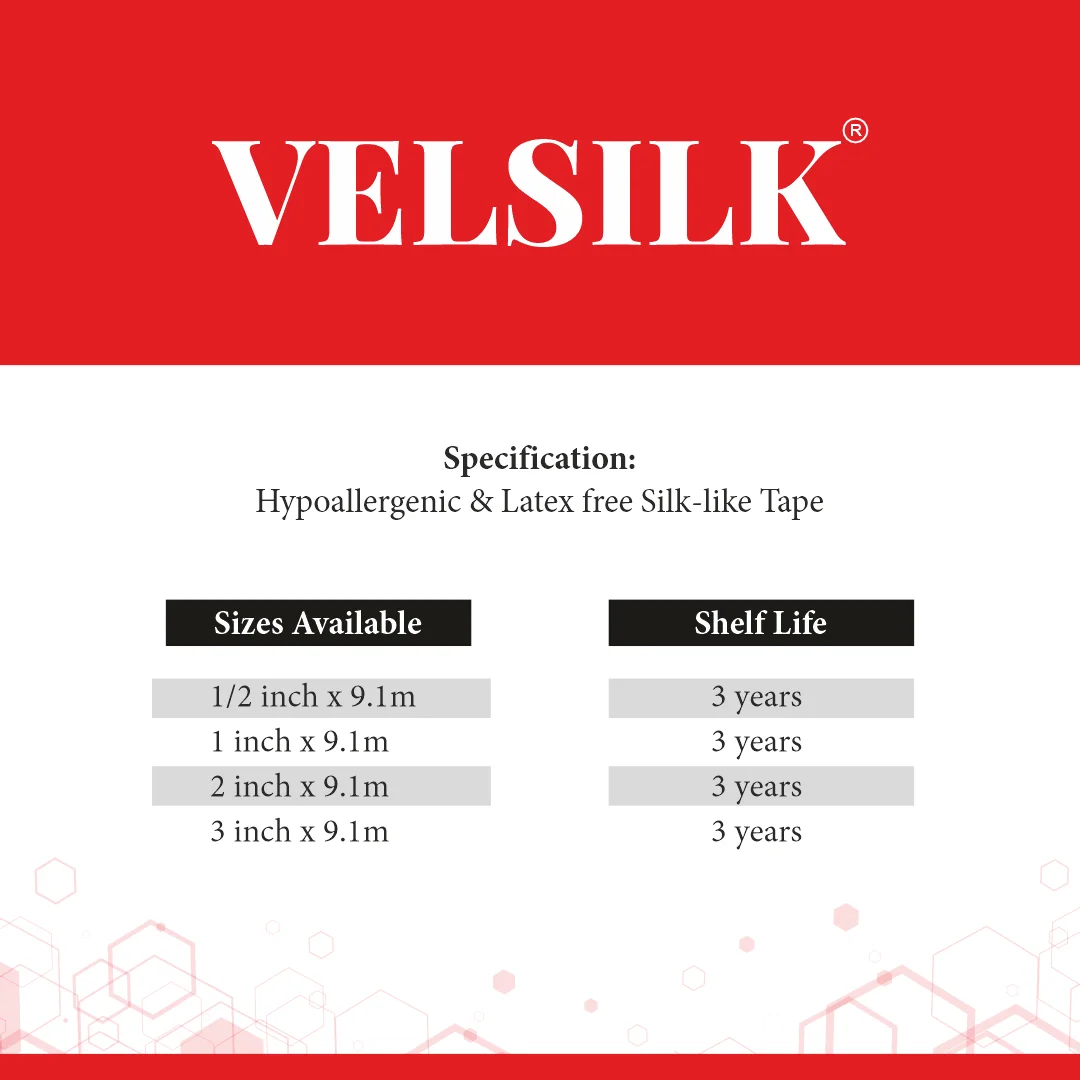 Velsilk™ medical adhesive tape for wound dressing fixation