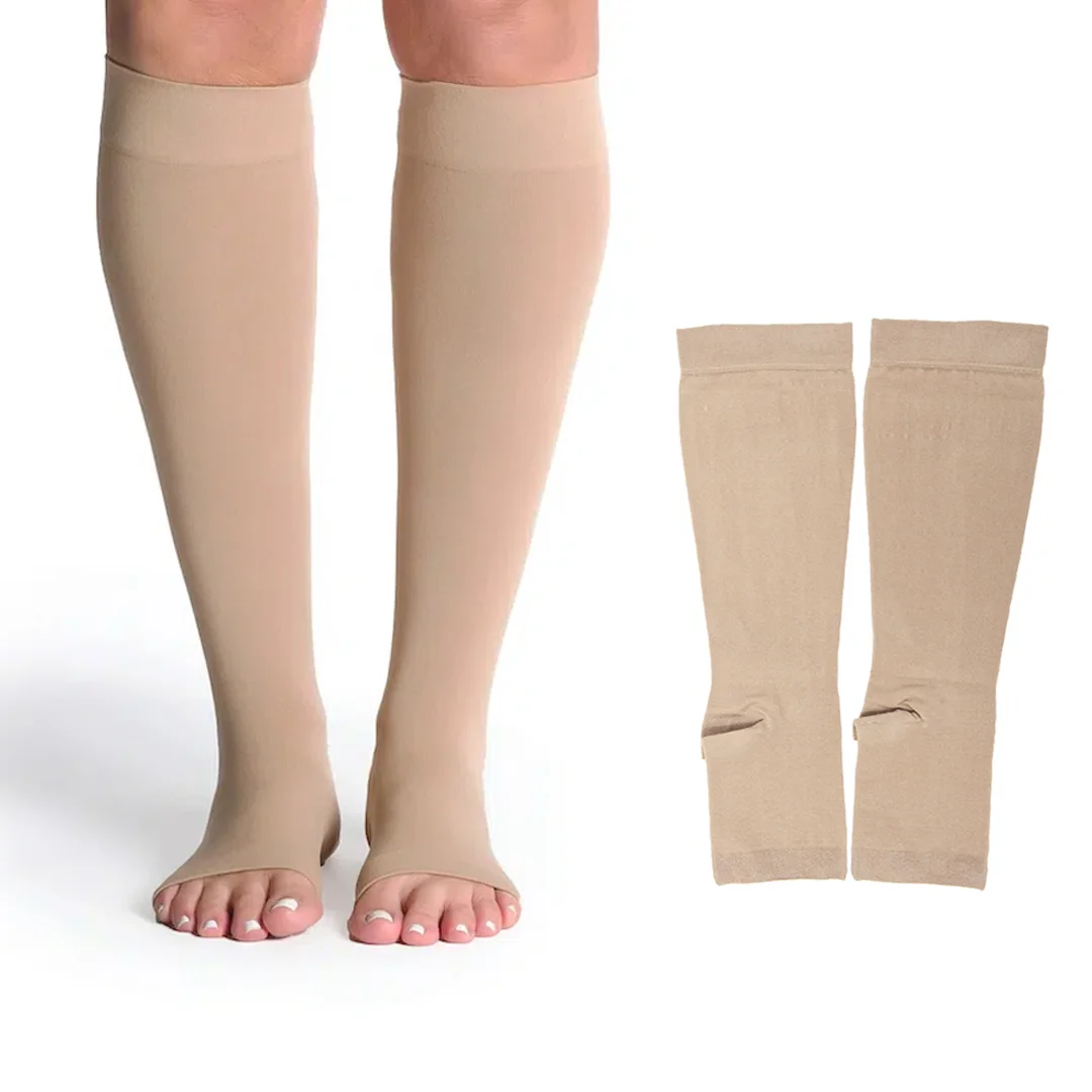Velcare® Class 2 varicose vein stockings, skin colour, open toe, A-D length