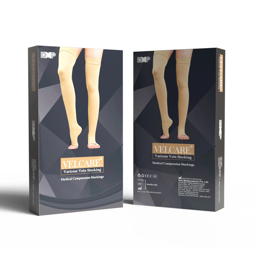 Velcare® Class 2 varicose vein stockings, skin colour, open toe, A-D length