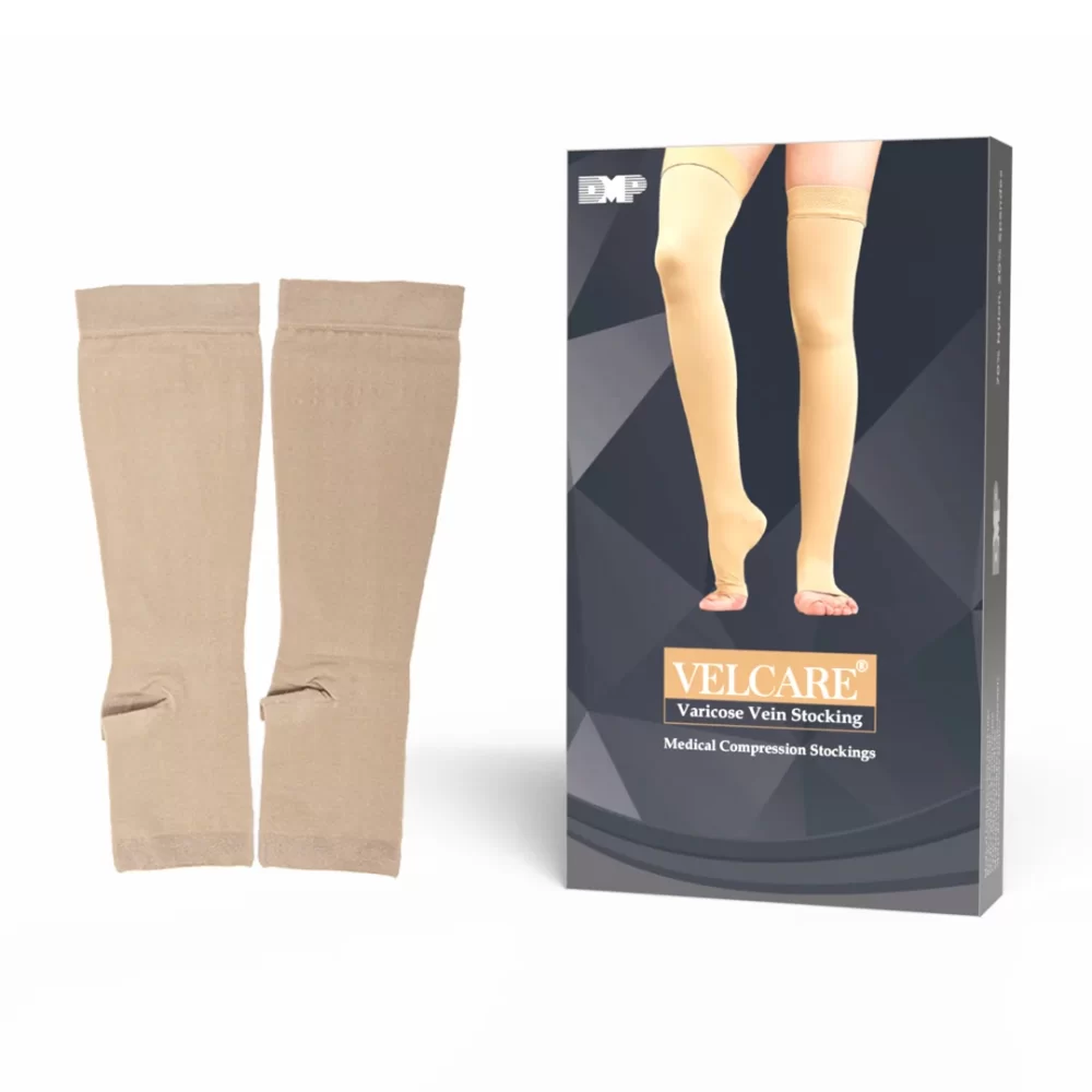Velcare® Class 2 varicose vein stockings, skin colour, open toe, A-D length