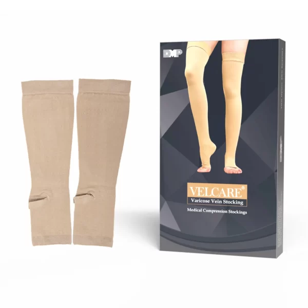 Velcare® Class 2 varicose vein stockings, skin colour, open toe, A-D length