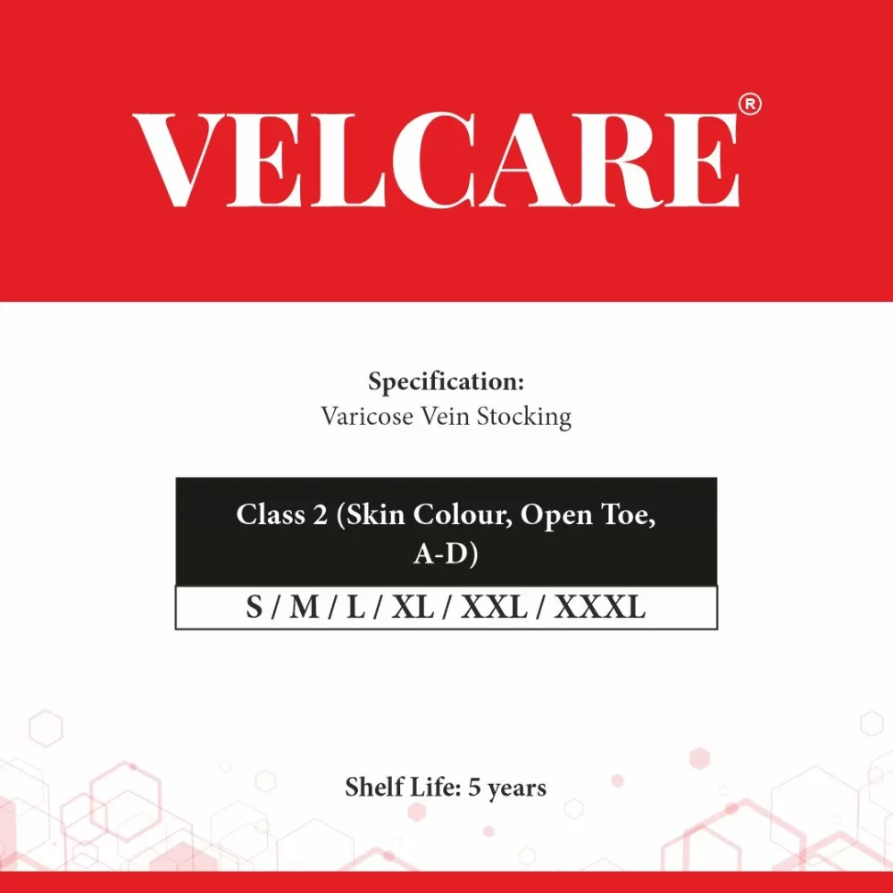 Velcare® Class 2 varicose vein stockings, skin colour, open toe, A-D length