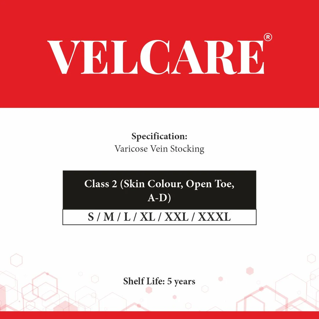 Velcare® Class 2 varicose vein stockings, skin colour, open toe, A-D length
