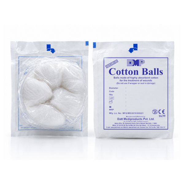 Cotton Ball sterile cotton balls shown with its retail packaging