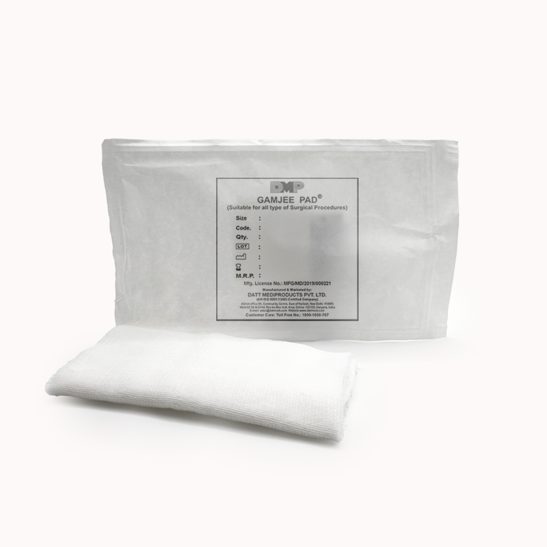 DMP Gamjee Pad absorbent gamjee wound pad shown with its retail packaging
