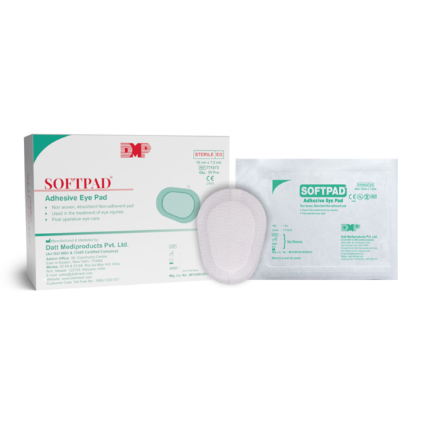 SOFTPAD Eyepad eye pad with adhesive border shown with its retail packaging