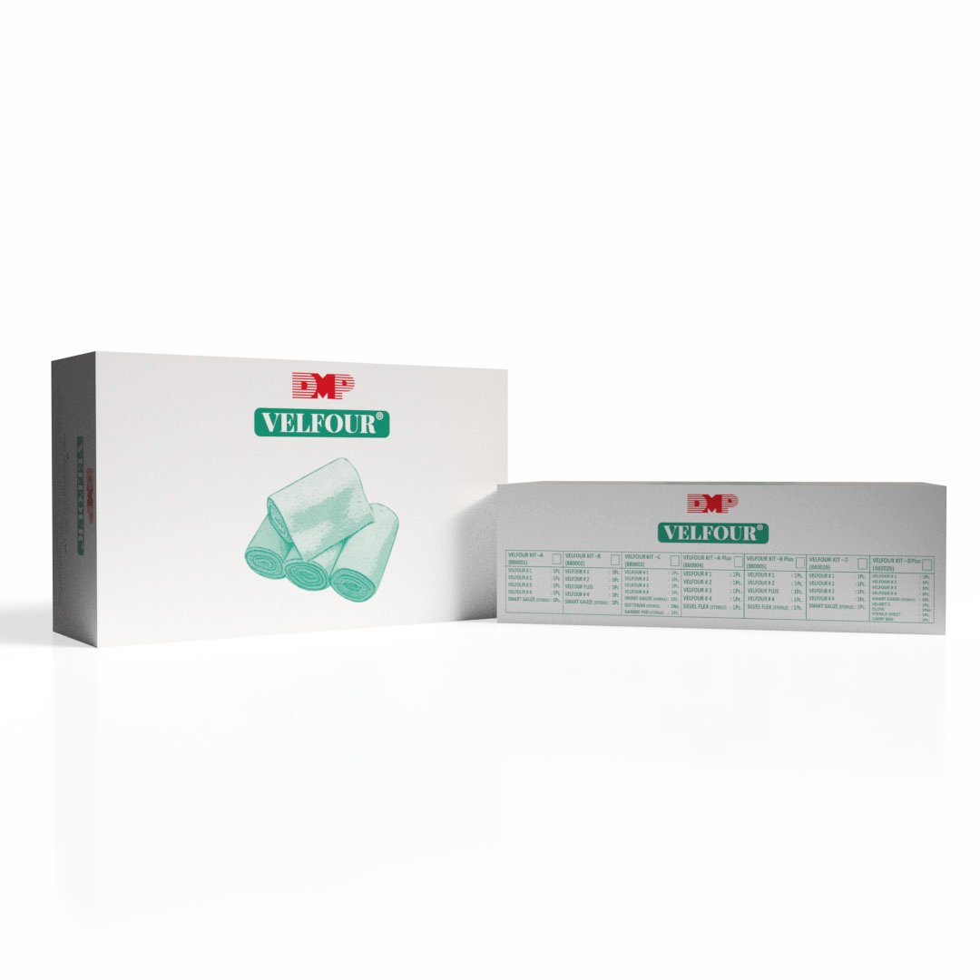 Retail packaging box of Velfour four layer compression bandage system