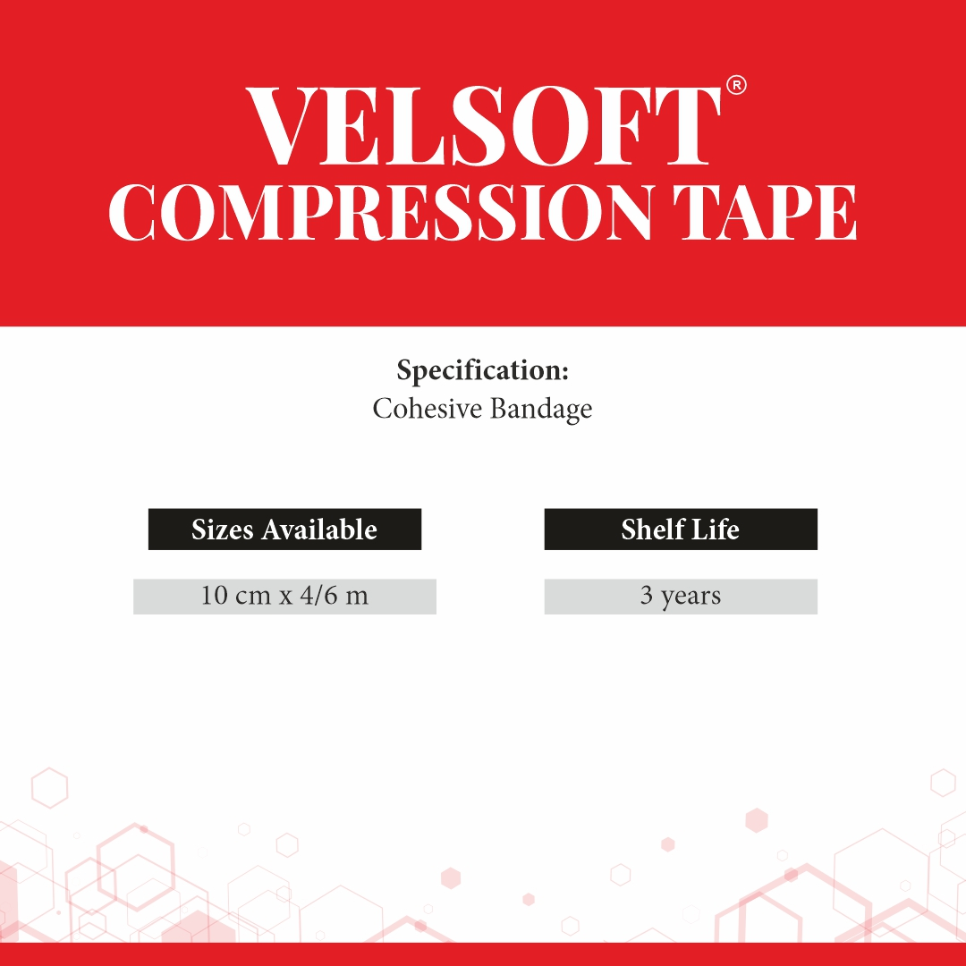 Specification sheet for Velsoft Compression Tape latex-free compression support tape
